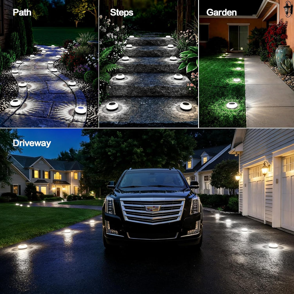 8 Pack Solar Ground Lights Outdoor, Pathway Lights, Cold White