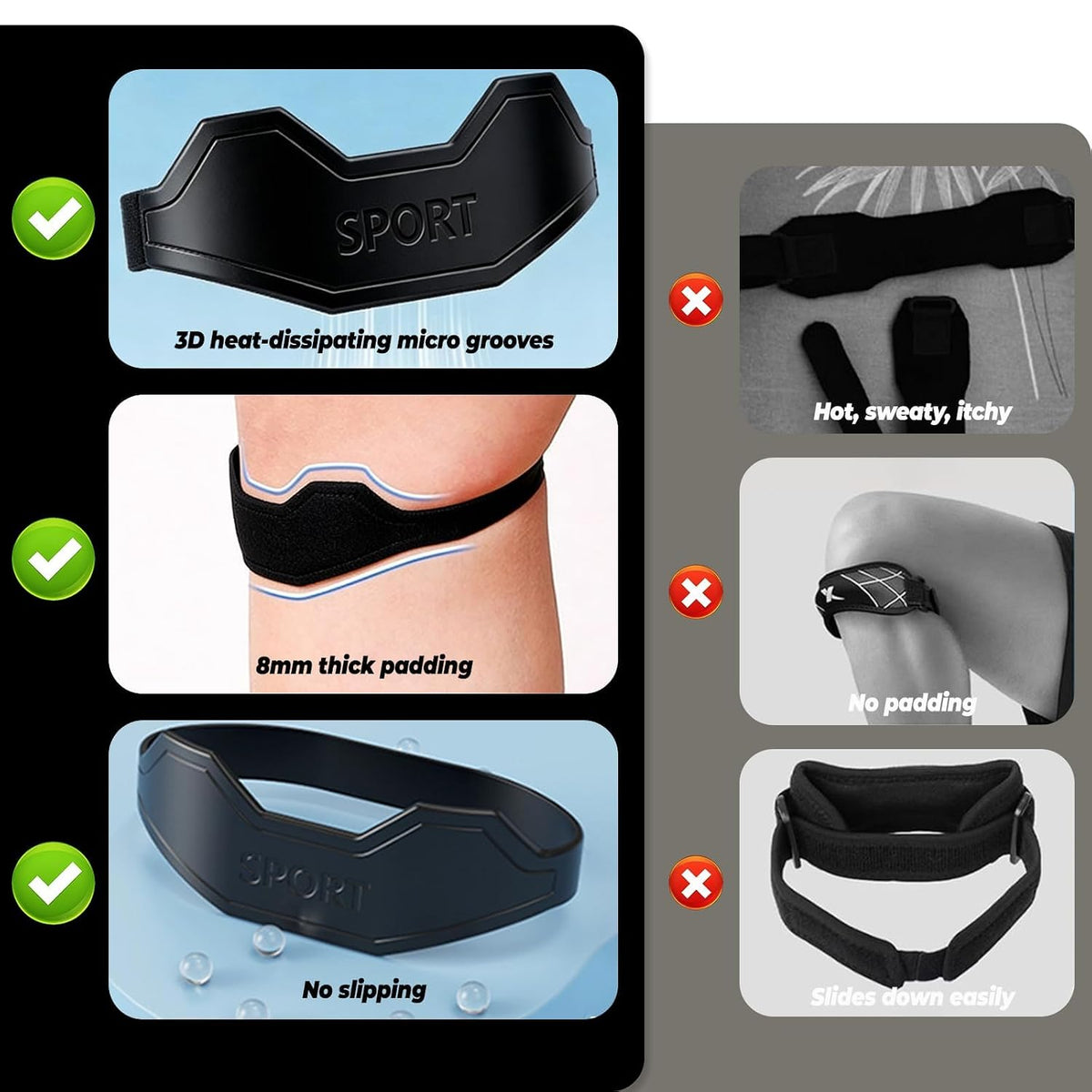 Patella Band,Patellar Tendon Support Strap Patella Bands Knee Strap 2Pack